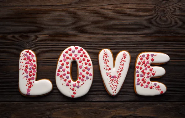 Картинка любовь, романтика, сердечки, red, love, romantic, hearts, Valentine's Day, gift, cookies