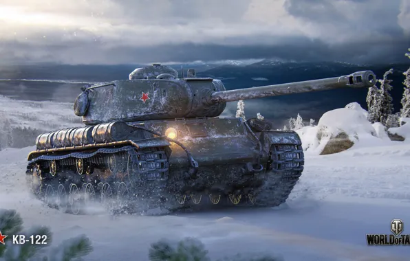 Картинка зима, WoT, World of Tanks, советский танк, КВ-122, Wargaming