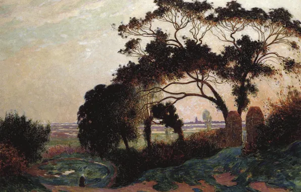 Картинка пейзаж, картина, Ferdinand du Puigaudeau, Фердинанд дю Пюигадо, Ухабистая Дорога возле Геранда