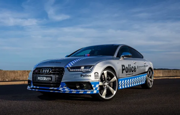 Картинка Audi, полиция, фронт, police, мигалка, force, sportback, scumbria, S 7, safety-car