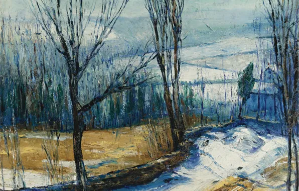 Картинка пейзаж, картина, Jersey Woods, George Bellows, Джордж Уэсли Беллоуз