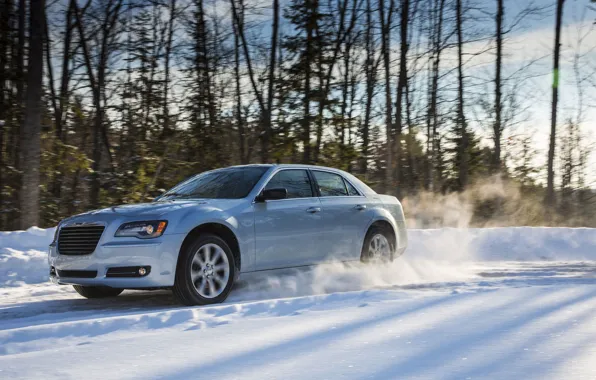 Картинка зима, снег, Chrysler, седан, 300, Glacier