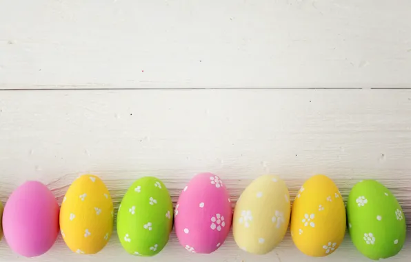 Картинка colorful, Пасха, happy, wood, spring, Easter, eggs, holiday, яйца крашеные