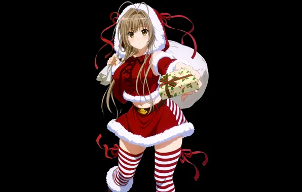Картинка girl, christmas, anime, present, merry christmas, holiday, blonde, asian, happy holidays, manga, santa claus, japanese, …