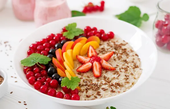 Картинка ягоды, завтрак, хлопья, berries, Breakfast, cereal