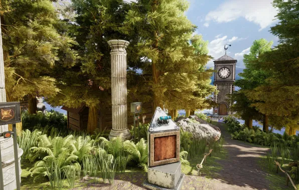 Картинка растительность, часы, башня, Cyan Inc, MYST VR