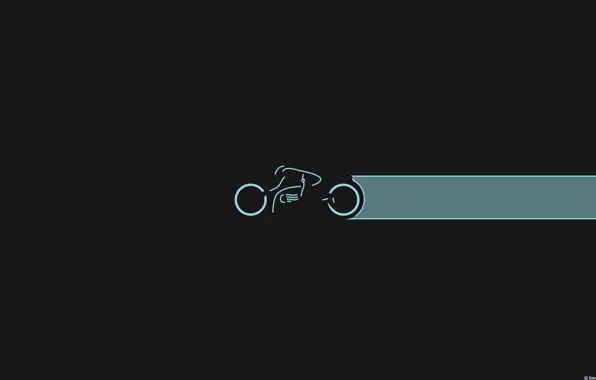 Картинка голубой, минимализм, линия, мотоцикл, черный фон, мотоциклист