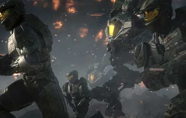 Картинка Halo, game, soldier, rifle, suit, strong, Xbox One, Halo Wars 2