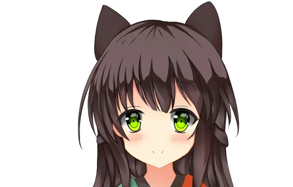 Картинка girl, green eyes, neko, blush, anime, cat, pretty, asian, japanese, oriental, asiatic, bishojo, Urara Meirochou