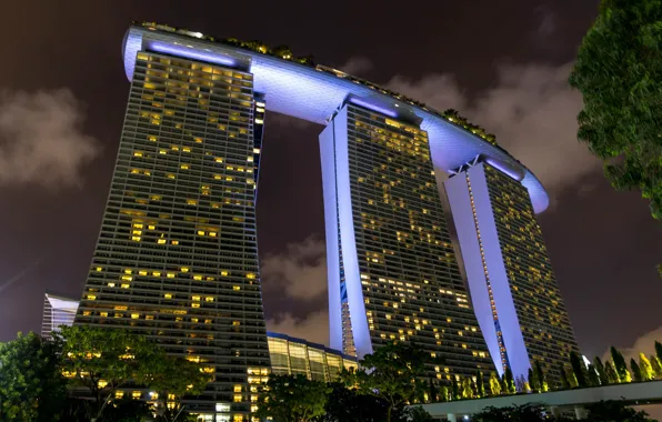 Картинка ночные огни, Сингапур, Singapore, night lights