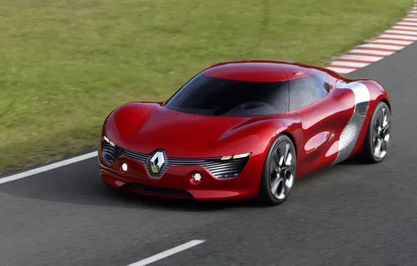 Картинка concept, Renault, red, supercar, asphalt, sports car, electric cars, Renault DeZir