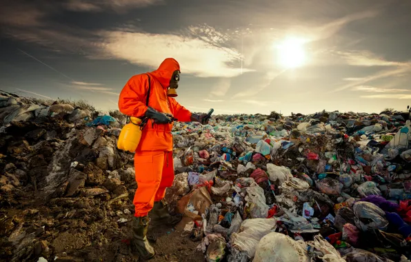 Картинка garbage, personal protective equipment, worker, pollution