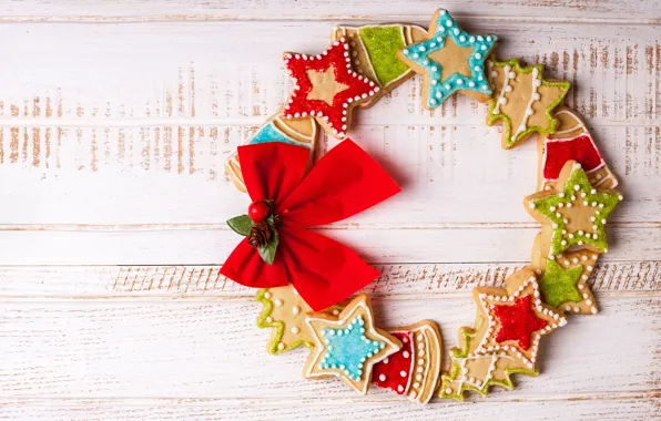 Картинка Новый Год, печенье, Рождество, wood, Merry Christmas, Xmas, глазурь, cookies, decoration, пряники, gingerbread