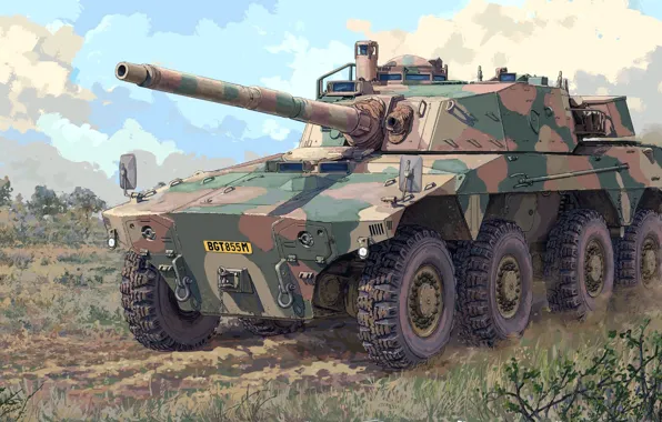 Картинка ЮАР, истребитель танков, Каракал, Reumech OMC, южноафриканская боевая разведывательная машина, Rooikat