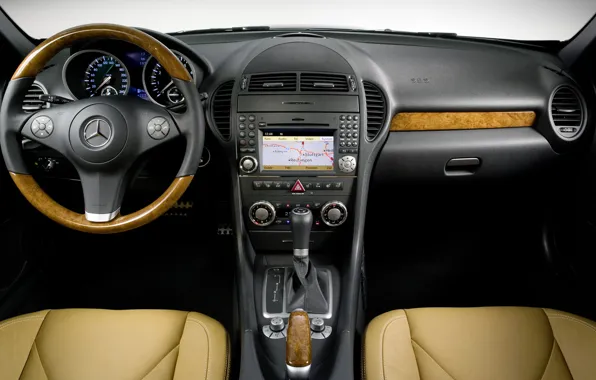 Картинка Mercedes-Benz, руль, салон, приборная панель, SLK