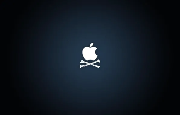 Картинка синий, фон, apple, яблоко, лого, кости