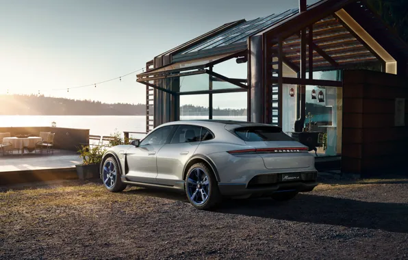 Картинка Concept, закат, Porsche, вид сзади, 2018, Mission E, Cross Turismo
