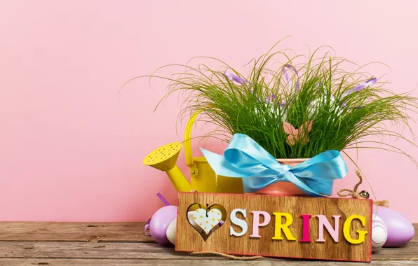 Картинка яйца, весна, Пасха, grass, happy, wood, spring, Easter, eggs, decoration