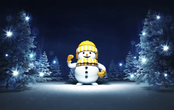 Картинка зима, снег, снежинки, Новый Год, Рождество, снеговик, Christmas, winter, snow, Merry Christmas, Xmas, snowman, decoration