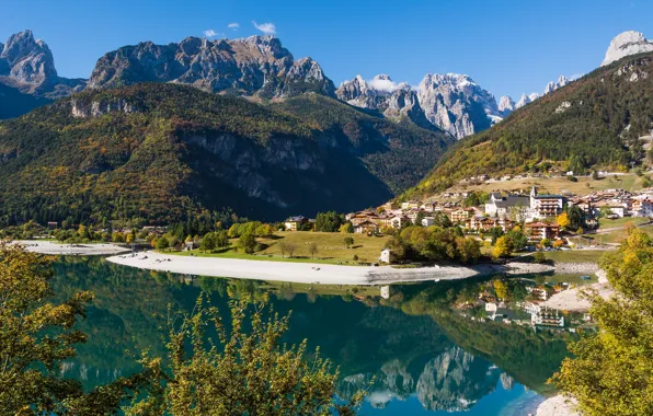 Картинка горы, озеро, Италия, Italy, Trentino Alto Adige, Molveno, Molveno Lake