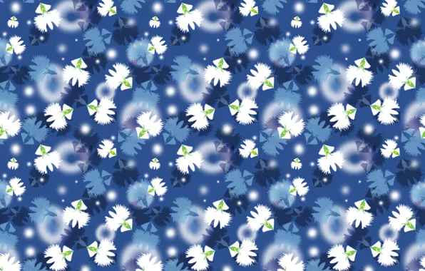 Картинка текстура, синий фон, бесшовный, белый цветки