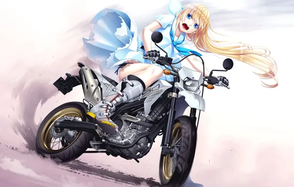 Картинка девушка, мотоцикл, anime, art