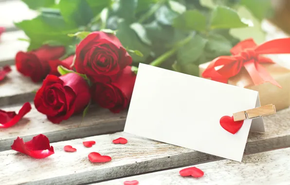 Картинка подарок, лента, сердечки, red, valentine's day, roses, pomantic, Valeria Aksakova