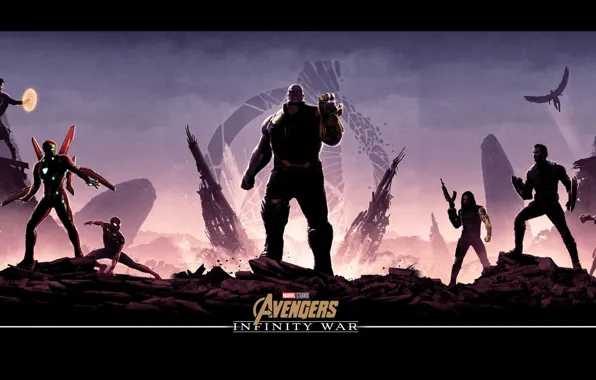 Картинка фантастика, постер, персонажи, комикс, MARVEL, Thanos, Танос, Avengers: Infinity War, Мстители: Война бесконечности
