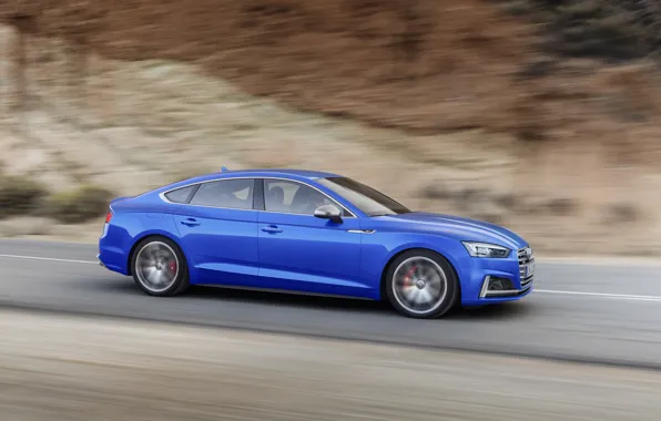 Картинка Audi, German, Blue, Speed, 2018, Road, Drive, A5, S5