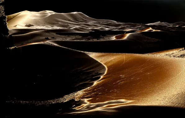 Картинка песок, ночь, природа, пустыня, дюны