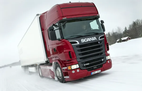Картинка грузовик, в движении, Truck, Scania, Скания, R730, фура, Topline