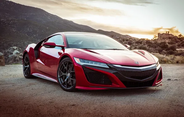 Картинка car, red, supercar, american, Acura, Acura NSX, montain, japanse