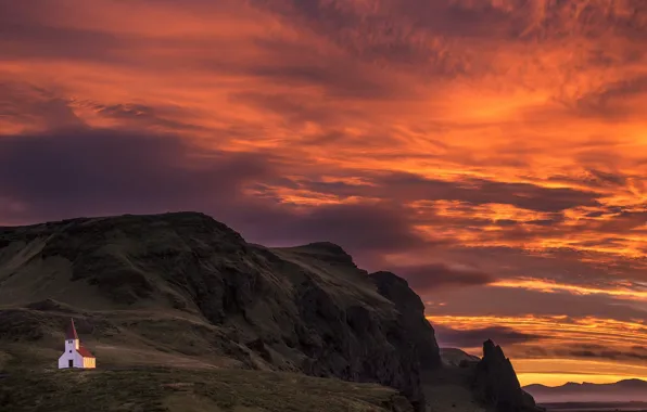 Картинка Sunset, Iceland, Vik
