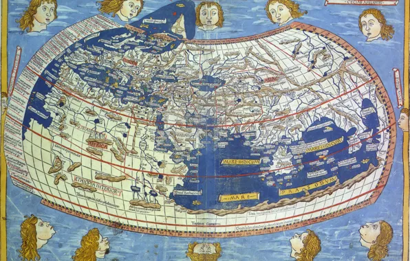 Картинка путешествия, карта мира, география, приписывается Птолемею