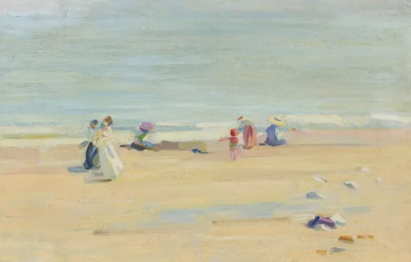 Картинка море, пляж, пейзаж, картина, Хелен Макниколл, An English Beach, Helen Galloway McNicoll