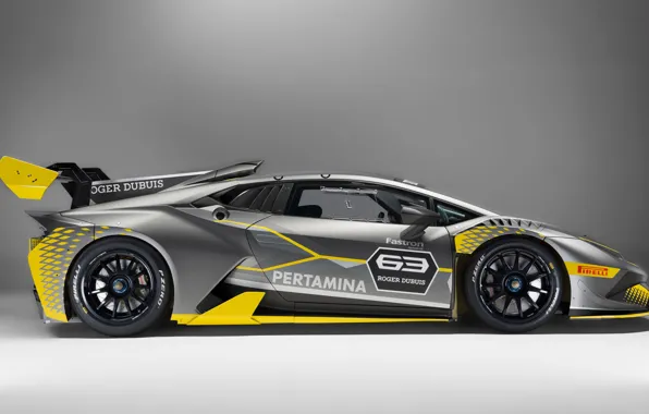Картинка Lamborghini, гоночное авто, вид сбоку, Huracan, Super Trofeo Evo