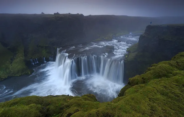 Картинка Природа, Водопад, Лес, Пейзаж, Исландия