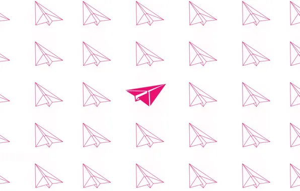 Картинка розовый, минимализм, летит, minimalism, flying, pink, airplanes, самолетики, Бумажные самолетики, Paper airplanes