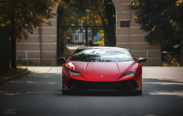 Картинка Lamborghini, Front, autumn, RED, Huracan