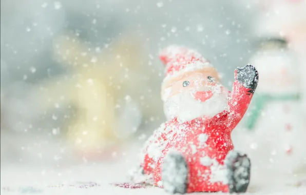 Картинка снег, праздник, Новый год, дед мороз, фигурка