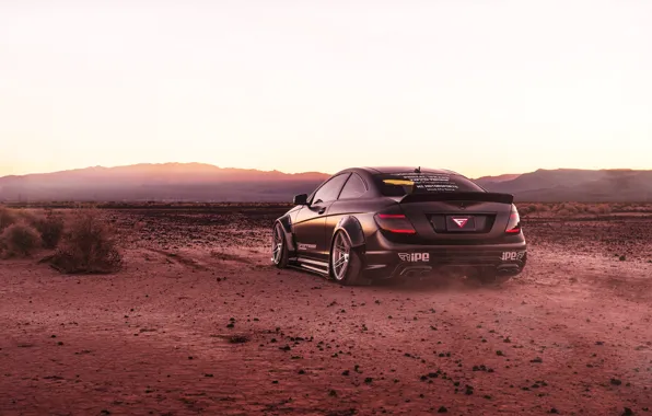 Картинка дизайн, черный, пустыня, Mercedes, автомобиль