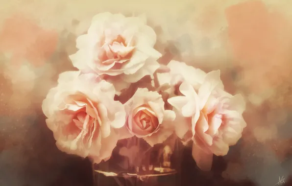 Картинка цветы, розы, текстура, арт