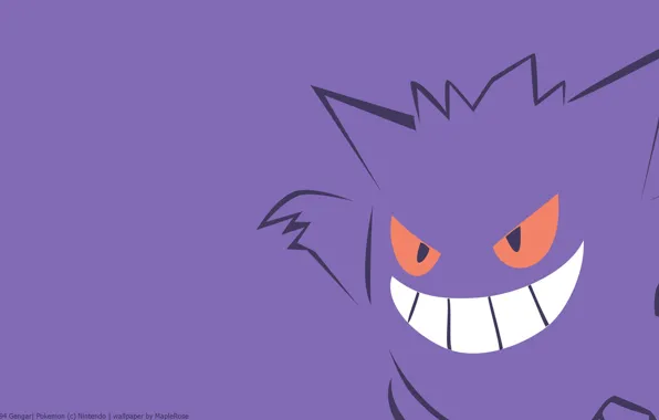 Картинка фиолетовый, глаза, улыбка, рот, eyes, smile, poison, покемон, pokemon, violet, призрачный, усмешка, ядовитый, mouth, Gengar, …