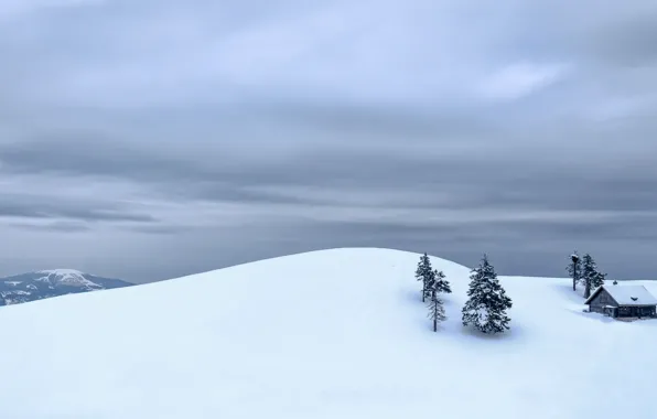 Картинка зима, снег, природа, дом