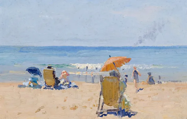 Картинка море, пляж, картина, Elioth Gruner, Тамарама Бич, Элиот Грюнер