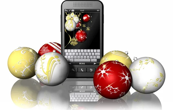 Картинка шары, Новый год, телефон, 3D Графика