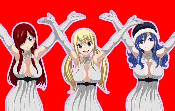 Картинка anime, Lucy, manga, japanese, Fairy Tail, oppai, bishojo, Erza, Juvia, by supernovaehollay, by eddmos