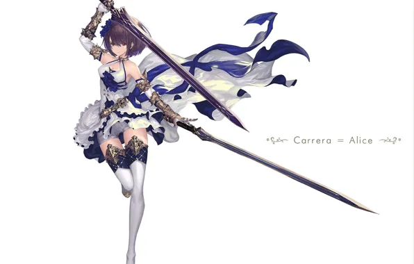 Картинка девушка, оружие, меч, арт, мечи, tachikawa mushimaro