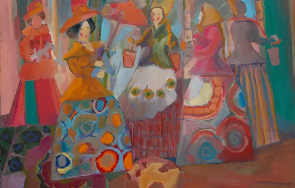 Картинка женщины, зонтик, леди, Светлана Нестерова, игрушечная хрюша, Дымковские разговоры