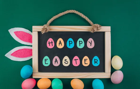 Картинка яйца, colorful, Пасха, доска, wood, spring, Easter, eggs, decoration, Happy